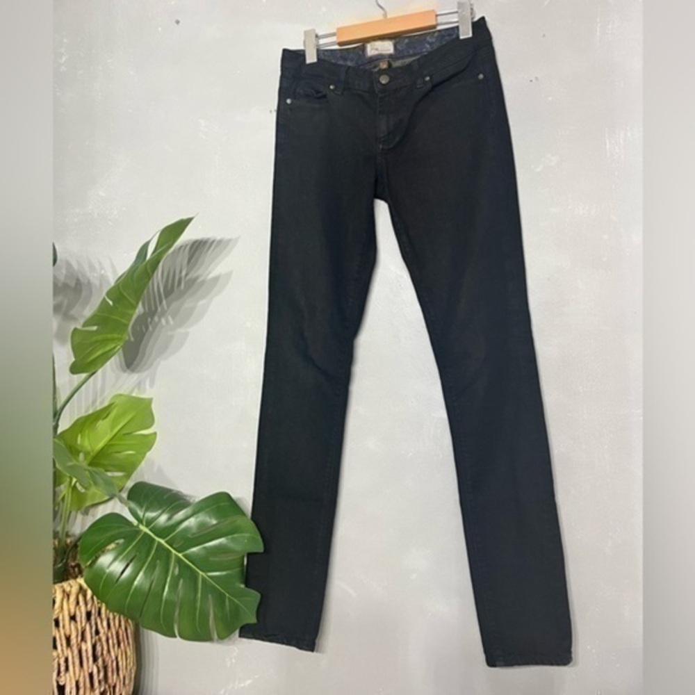 PAIGE | Skyline Mid Rise Skinny Jeans Black Wash  4 way stretch - size 27